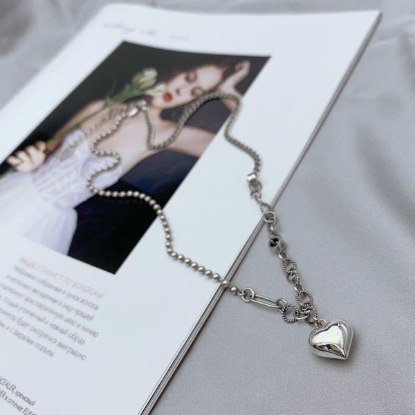 

2020 new designer korean version ins dongdaemun ladies chain, heart-shaped wild, Silver