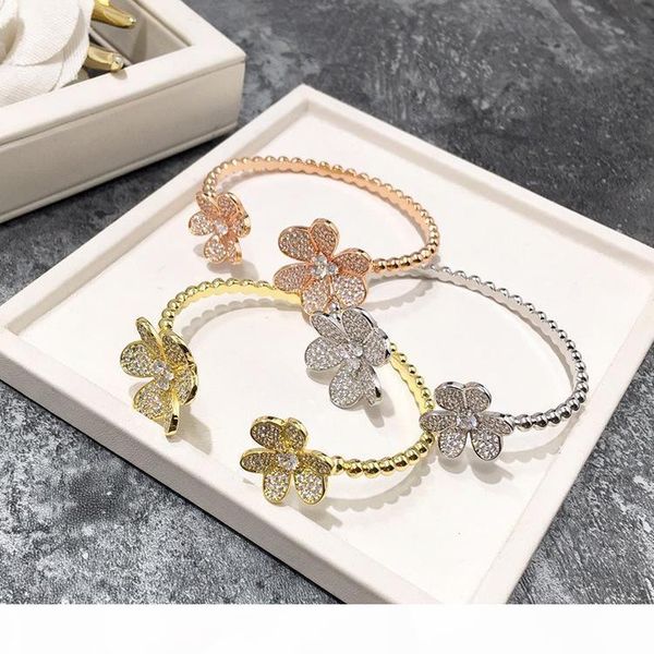 

18k желтая роза позолоченные микро проложили полный cz камень цветок браслет для женщин 2019 горячий продавать новые роскошные ювелирные изд, Golden;silver