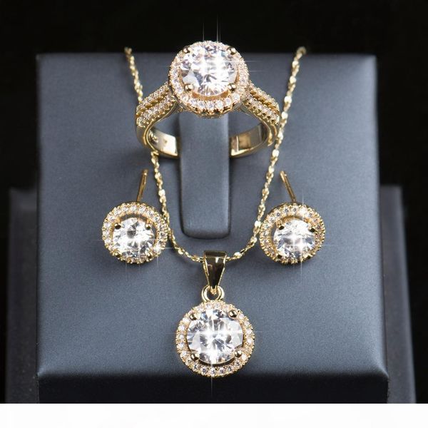 

i 90 %off wedding jewelry sets for brides 925 sterling silver set gold color stud earrings ring necklace bridal jewelry