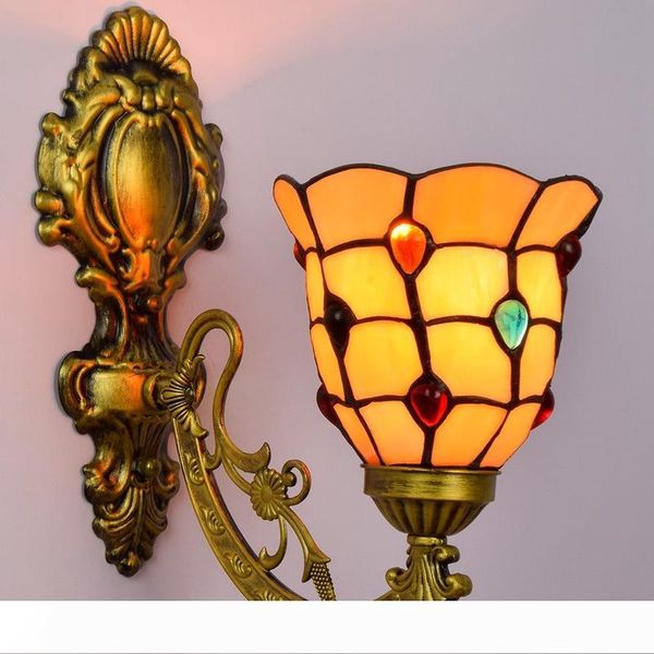 

american coloured glass wall lights dining room bedroom bedside glass wall lamp tiffany style retro color bead wall lights tf074