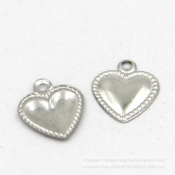 

edge diamond chain diy chain pendant peach heart piece diy necklace bracelet pendant stainless steel accessories, Silver