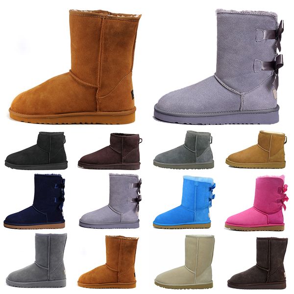 

wgg fashion designer women ankle winter australia boots brown tall bailey bowknot womens work snow over the knee thigh high fur boot