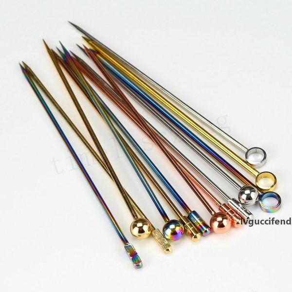 

martini cocktail picks olive fork fruit sign decoration 304 stainless steel color plated titanium fruit needle barware