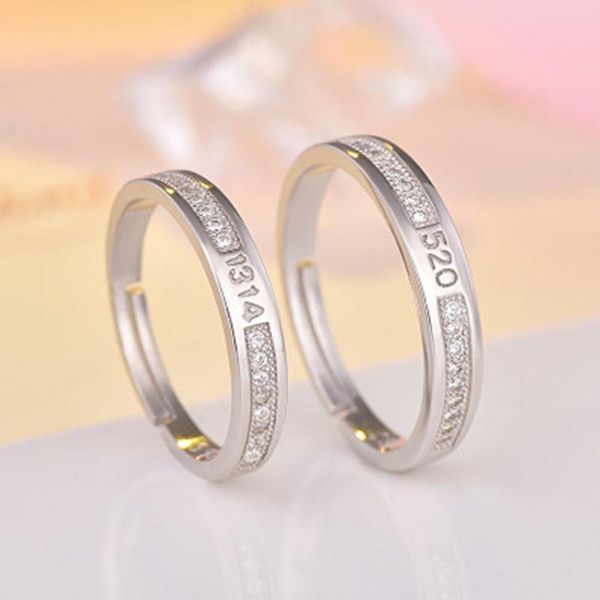 

factory wholesale gift jewelry opening ring s925 sterling silver ring simple zircon 1314 couple ring