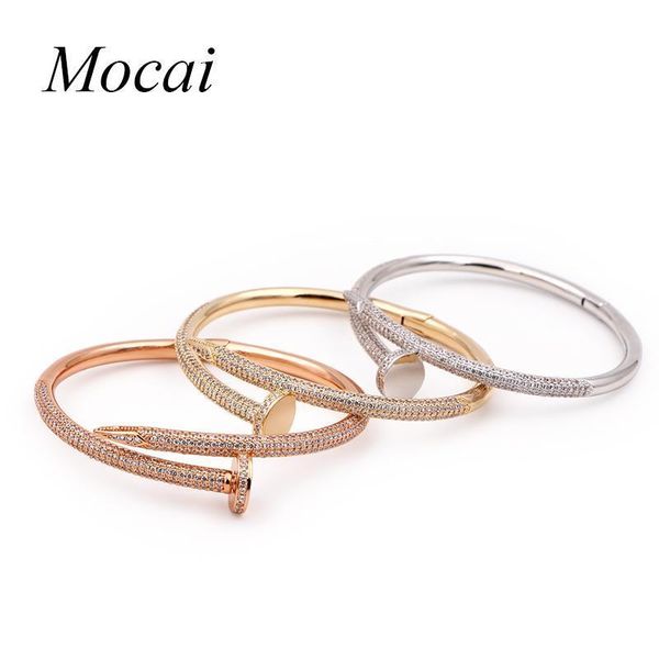 

mochai punk rock style three color optional cuff bangle bracelet for women alloy zircorn opennable charm bracelets jewelry zk20, Black