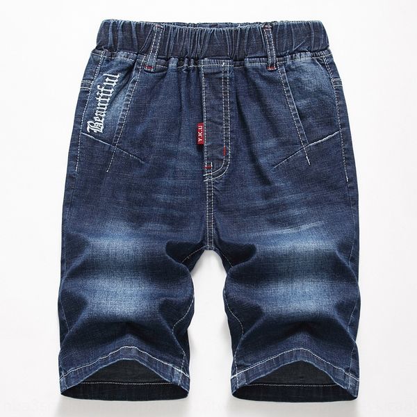 

boy's denim children middle pants light slim in the big new shorts and shorts, Blue