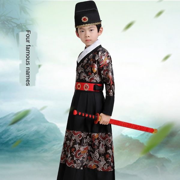 

ip8lp children's ancient costume flying fish suit cloak clothing clothing boys' hanfu four famous catcher cloak ming dynasty guard, Black;red