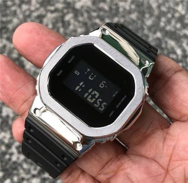 

military army green rubber starp men's sport watches square dial led display new color waterproof summer limited editon watch male whol, Slivery;brown