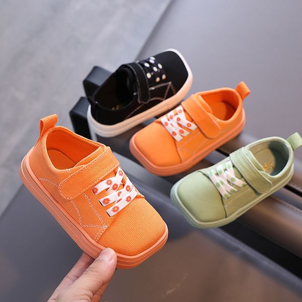 

autumn canvas baby soft bottom casual student children's big girl shoes t200709, Black;red