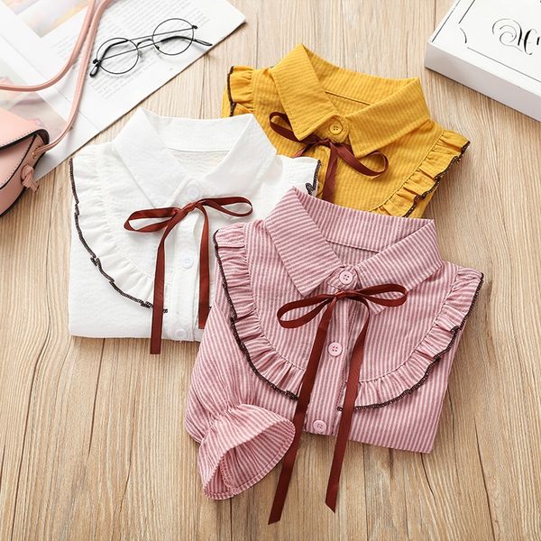 

girls 2020 new autumn clothes korean striped baby lapel small and medium children long sleeve shirt shirt fashion, White;black