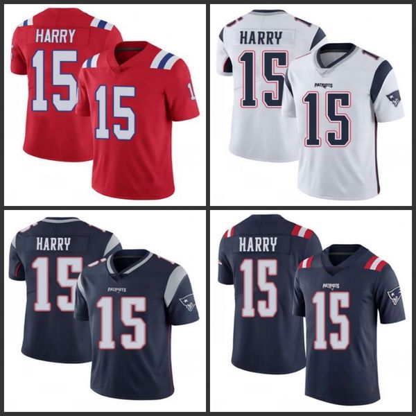 

new england patriots men #15 n'keal harry navy blue men's women youth stitched nfl limited rush jersey, Black;red
