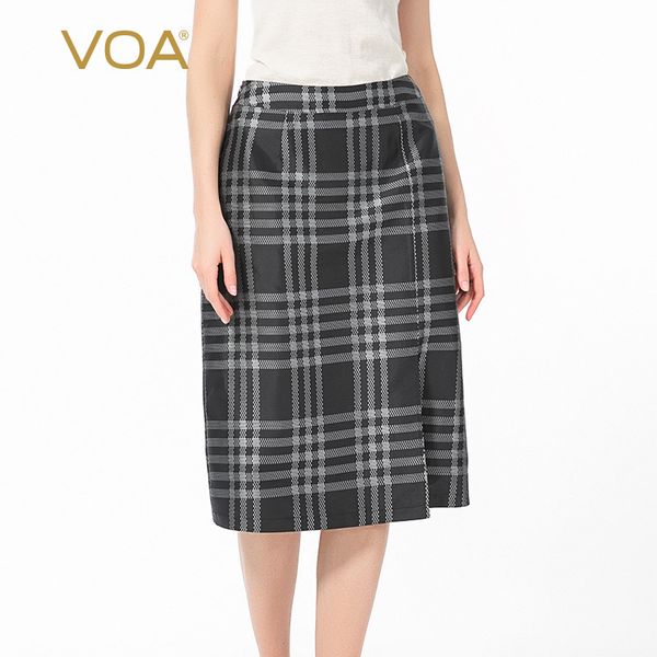 

voa silk 30mm yarn-dyed jacquard i black natural waist side zipper furcal lower hem elegant skirt c8