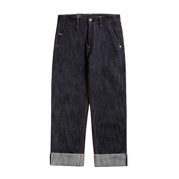 

dn-0004 read описание! тяжелый вес 18oz индиго зальбанд немытыми джинсовой брюки unsanforised толстый высокой талии денима джинсовые, Blue