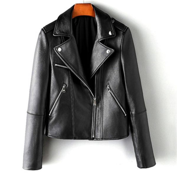 

2020 women spring genuine real sheep leather jacket j1, Black