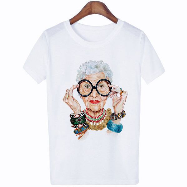 

large size women summer vogue print cartoon art t shirt loose casual harajuku streetwear short sleeve o neck female t shirt, White