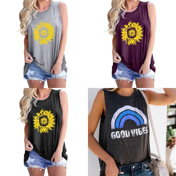 

t shirt women 2020 new fashion sleeveless print regular chiffon shirt casual plus size summer women#173, White