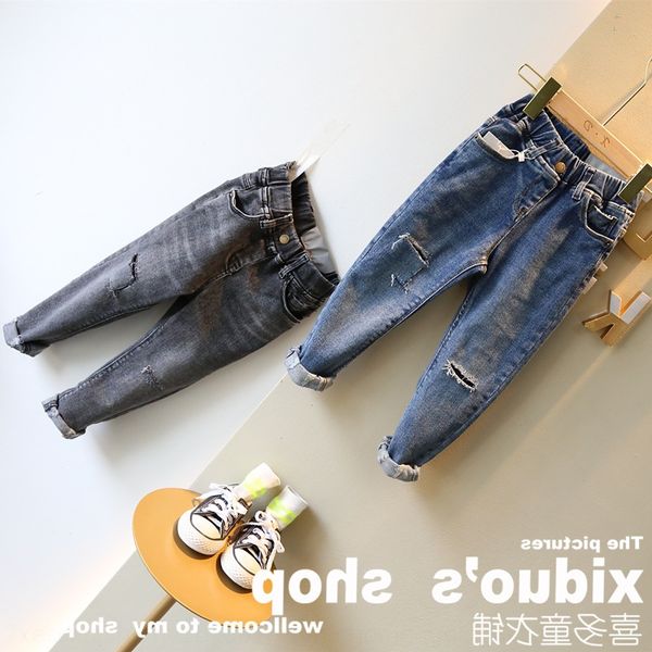 

boys and girls damaged washed jeans jeans and trousers children's clothing pants pants 20 new children's wear 3-8 years old, Blue