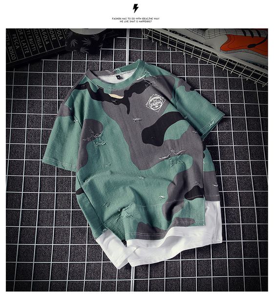 

mens t shirt 2020 new arrival designer fashion casual summer short sleeves camouflage shirt, White;black