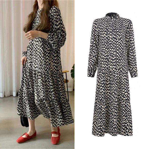 

plus size women's printed maxi dress 2020 zanzea bohemian spring sundress long sleeve shirt vestidos female casual button robe, Black;gray