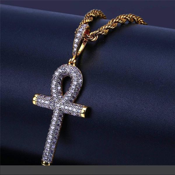 

hiphop египетский angel key кулон ожерелье для мужчин роскошные циркон позолоченные ожерелье brand hip hop оптовой продажи ювелирных изделий, Silver