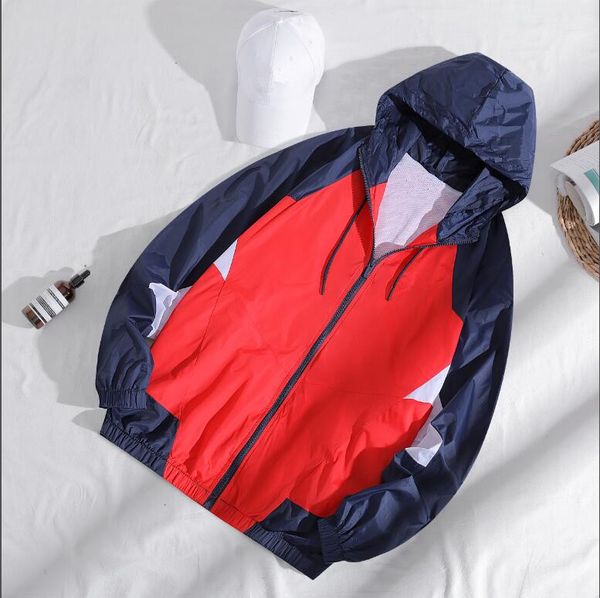 

2020 новый ln4359 прибытие лето с капюшоном контраст цвет zipper вверх куртки outwear ветровка мужчины повседневная весна осень легкие куртк, Black;brown
