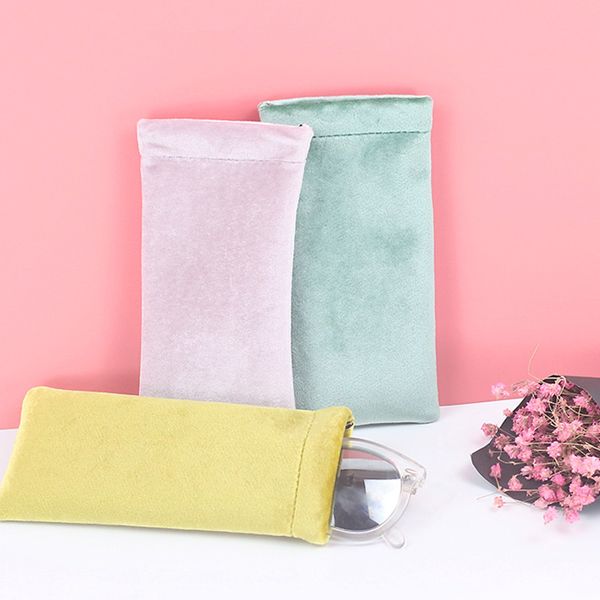 

fashion sunglasses fleece bag solid color eyeglasses protective soft cover portable container case durable lentes glasses bag, Silver