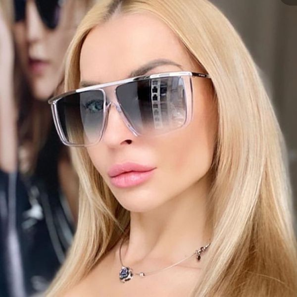 

unique one piece eyebrow sunglasses for women vintage new brand clear black square sun glasses men alloy uv400 gradient shades, White;black