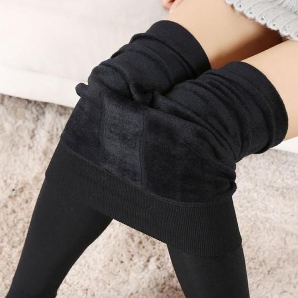

fleece leggings women thick warm lined thermal stretchy leggings spandex pants pantalones mujer fitness winter leggings women pants, Black