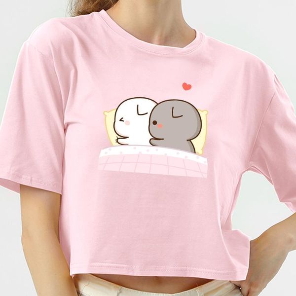

корейский симпатичные животные crop top tshirt для девочек kawaii лета хлопка pattern женщины футболка ulzzang эстетическая женщин tee shirt, White