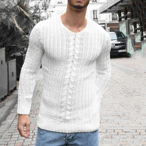 

2020 new sweater men casual o-neck pullover men autumn slim 2020 long sleeve warm cotton knitwear sweaters knitted pull, White;black