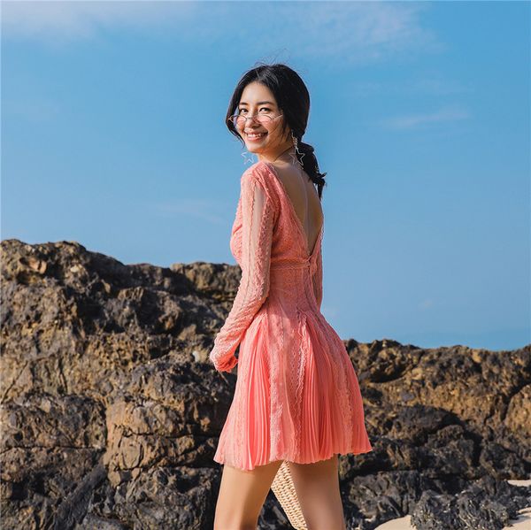 

maternity dresses luxury mini woman flower jacquard v-neck lace patchword long sleeve pleuche dress plus size blackless, White