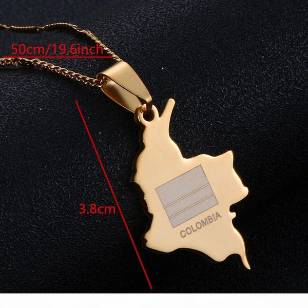 

r stainless steel colombia map pendant necklace map of colombian women chain jewelry, Silver