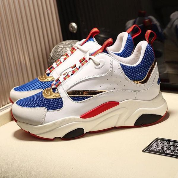 

2021 men shoes zapatos de moda para hombre b22 calfskin sneaker comfortable mens shoes lace -up low luxury footwears style breathable sh, Black