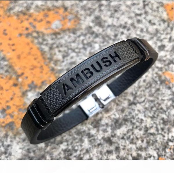 

e ambush high -quality titanium steel leather leisure bracelet fashion individual jewelry for men and women, Black