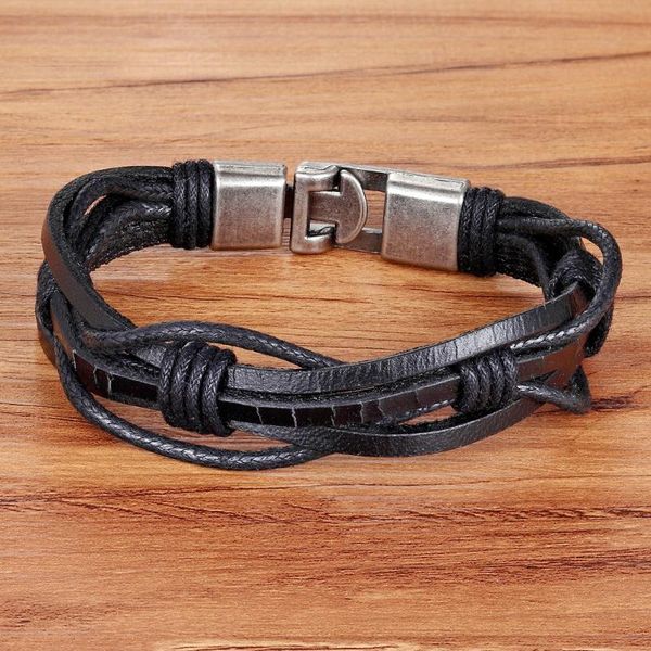 

2020 fashion novelty diy weave leather bracelets sporty bandage charm friendship men's chain & link bracelets, Golden;silver