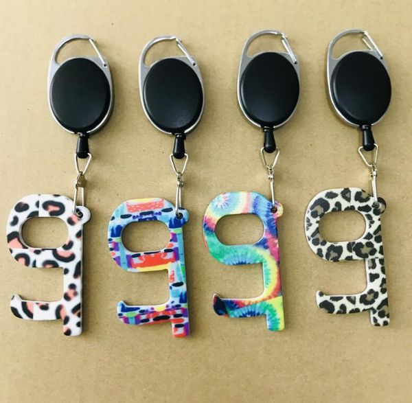 

delivery new product designer epidemic prevention key chain acrylic double-sided printing 5mm thickened personalized edc door opener, Slivery;golden