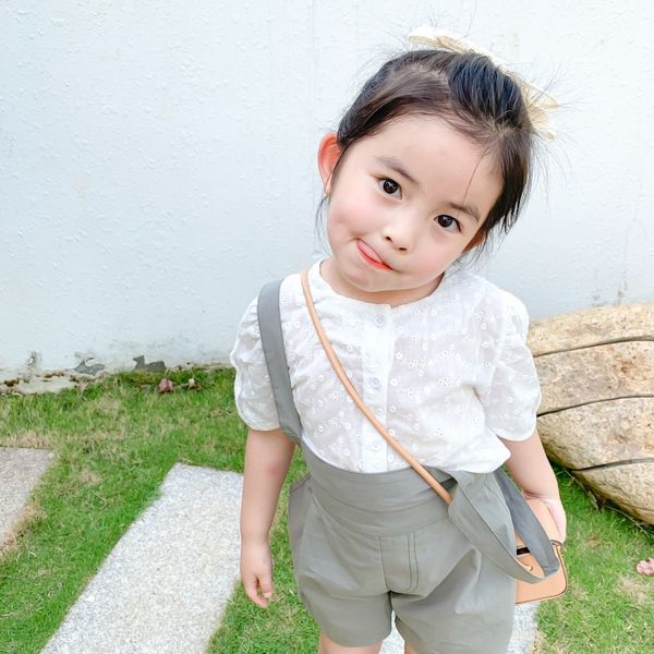 

eyify a mu monkey 2020 new girlsembroidered hollow-out doll shirt female baby korean style western style bubble doll shirtembroidered shirts, Blue