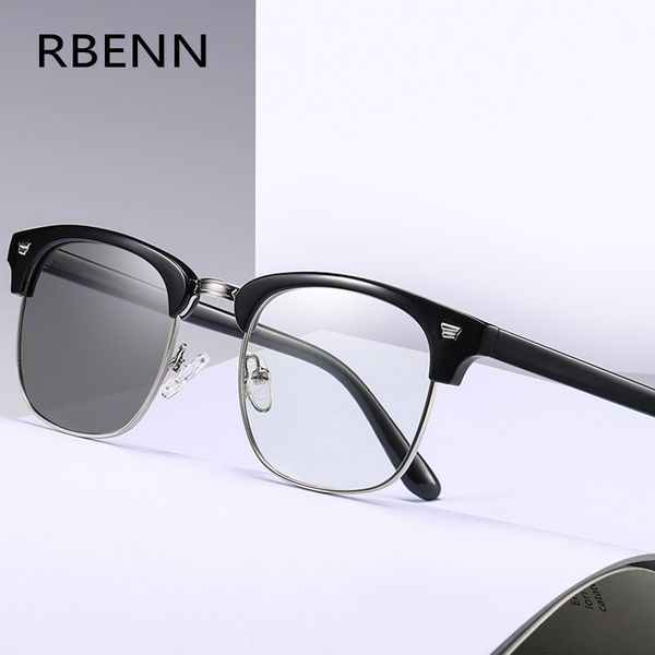 

rbenn new design pchromic reading glasses men women blue light blocking presbyopia eyeglasses with diopter +0.5 0.75 1.75, White;black