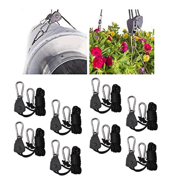 

8pcs black 150lbs 2m ratchet rope garden supplies for hydroponic/grow tent
