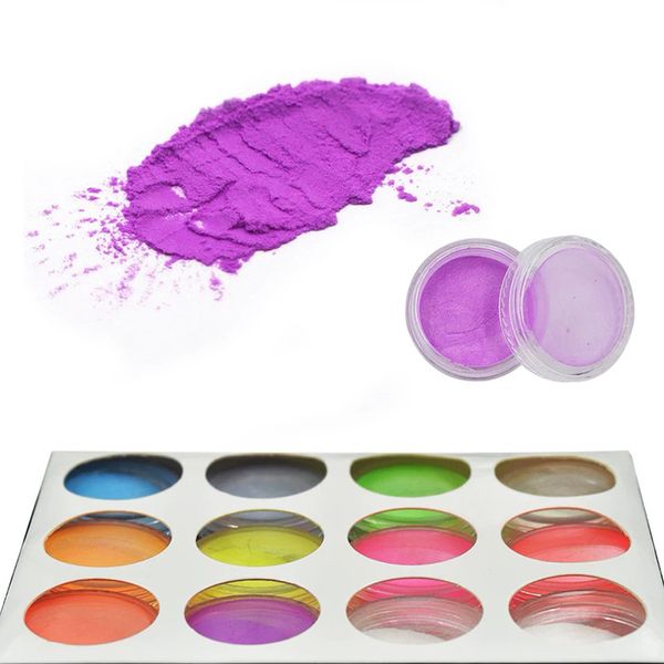 

12 colors neon fluorescent super bright glow in the dark phosphorescent nail powder glowing pigment powder diy nail art, Silver;gold