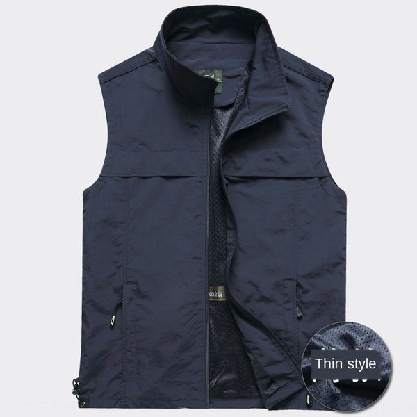 

spring and autumn thin solid color casual vest men's mesh breathable waistcoat men's stand collar quick-drying business vest, Black;white