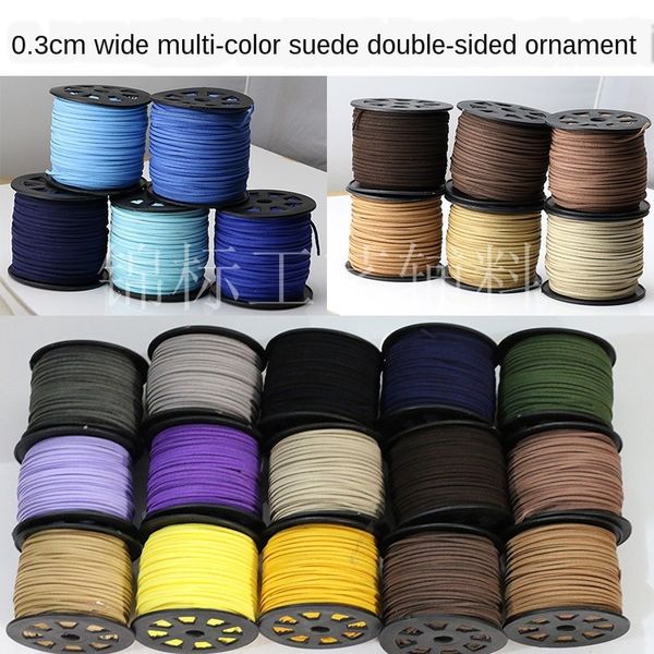 

tof8p diy handmade necklace double-sided high-end korean velvet imitation leather 3mm diy bracelet bracelet rope accessories double-sided ve, Silver