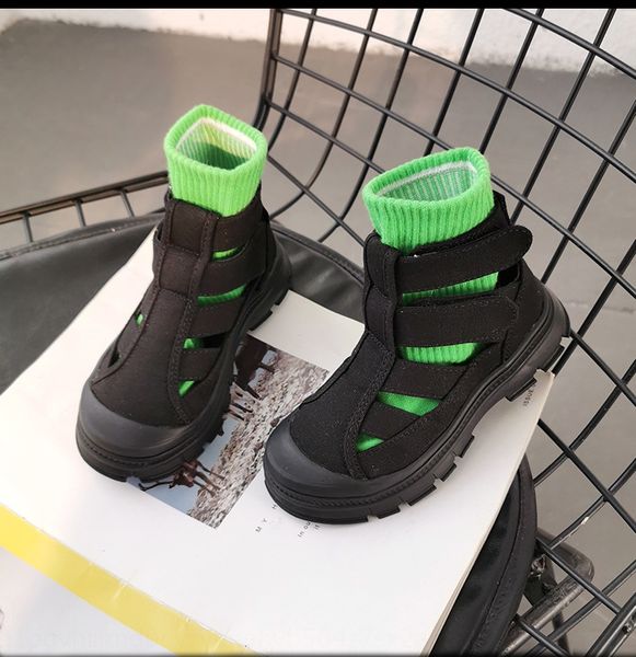 

girls' sandals 2020 new korean girls' anti-skid fashion all-match magic sandals children's children's shoes stick roman, Black;red