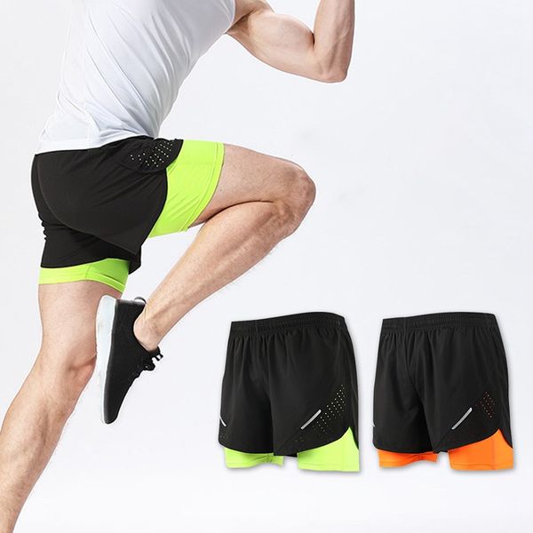 

mens 2 in 1 running shorts men's sports shorts quick drying training exercise jogging cycling with longer liner, Black;blue