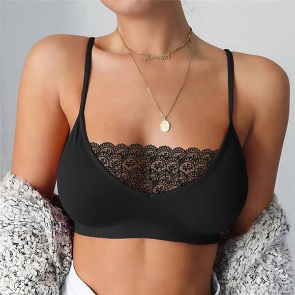 

2020 women bralette elastic cage bras lace tank bras seamless underwear brassiere soutien gorge femme 661br10, Red;black
