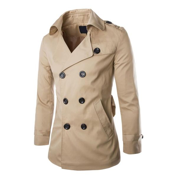 

men windbreaker solid fashion long trench coats hombre overcoat jackets trench classic masculino men's clothes autumn, Tan;black
