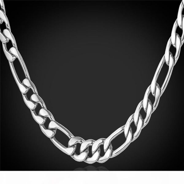 

18k real позолоченные figaro колье цепи для мужчин высокого качества из нержавеющей стали mens gold chain, Silver