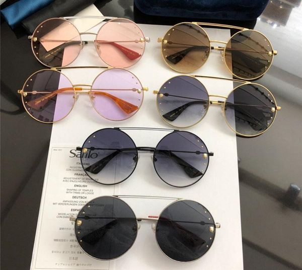 

2020 Luxury Fashion Women Designer Sunglasses Metal Big Round Frame Glasses personality leisure Style Eyewear UV400 Protection With Case