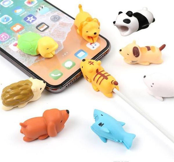 

fashion cartoon toyl design mobile phone charging cord protector usb cable mini head holder shockproof cable animal bites for phone vhmai