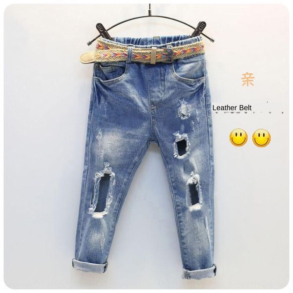 

autumn new wear hole hip-hop jeans women's jeans pants children's panty fashion korean children's pants pants, Blue